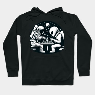 Space Astronaut Playing Chess With Alien Aesthetic Galaxy Hoodie